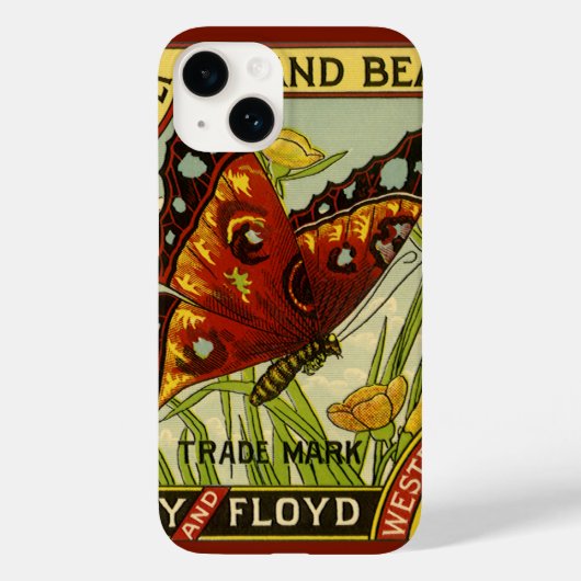 ヴィンテージ野菜ラベルアート バタフライ ブランドの豆, ビンテージイラスト缶詰野菜製品ケースラベル Case-Mate iPhoneケース (裏面)