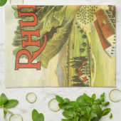 ヴィンテージ野菜缶ラベルアートルバーブファーム キッチンタオル (折り畳み)