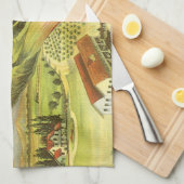 ヴィンテージ野菜缶ラベルアートルバーブファーム キッチンタオル (四つ折り)