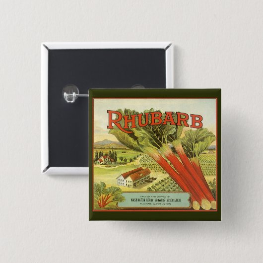 ヴィンテージ野菜缶ラベルアートルバーブファーム 缶バッジ (正面&裏面)