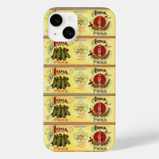 ヴィンテージ野菜缶ラベルアート、アイオナブランドのエンドウ豆 Case-Mate iPhoneケース (裏面)