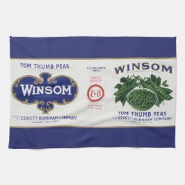 ヴィンテージ野菜缶ラベルアート, ウィンサムエンドウ豆 キッチンタオル