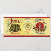 ヴィンテージ野菜缶ラベル芸術、イオナブランドエンドウ (正面/裏面)