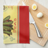 ヴィンテージ野菜缶ラベル芸術、イオナブランドエンドウ キッチンタオル (四つ折り)