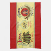 ヴィンテージ野菜缶ラベル芸術、イオナブランドエンドウ キッチンタオル (縦)