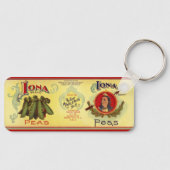 ヴィンテージ野菜缶ラベル芸術、イオナブランドエンドウ キーホルダー (正面)