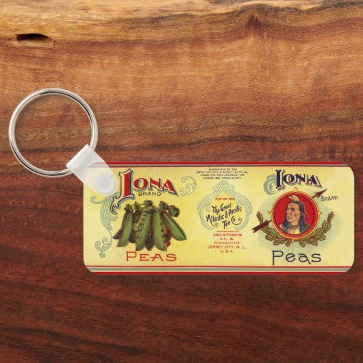 ヴィンテージ野菜缶ラベル芸術、イオナブランドエンドウ キーホルダー (裏面)