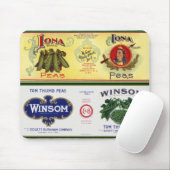 ヴィンテージ野菜缶ラベル芸術、イオナブランドエンドウ マウスパッド (マウス)