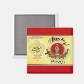 ヴィンテージ野菜缶ラベル芸術、イオナブランドエンドウ マグネット (正面/裏面)