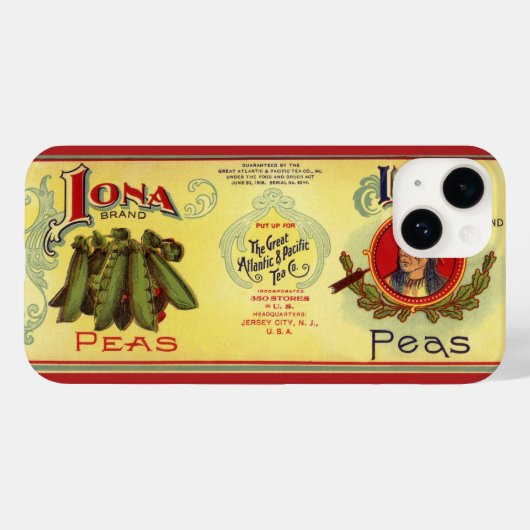 ヴィンテージ野菜缶ラベル芸術、イオナブランドエンドウ Case-Mate iPhoneケース (裏面 (横))
