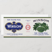 ヴィンテージ野菜缶ラベル芸術、ウインソムエンドウ (正面/裏面)