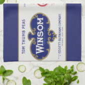 ヴィンテージ野菜缶ラベル芸術、ウインソムエンドウ キッチンタオル (折り畳み)