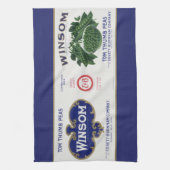 ヴィンテージ野菜缶ラベル芸術、ウインソムエンドウ キッチンタオル (縦)