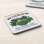 ヴィンテージ野菜缶ラベル芸術、ウインソムエンドウ コースター (左側)