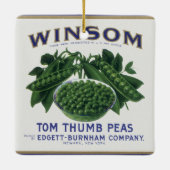 ヴィンテージ野菜缶ラベル芸術、ウインソムエンドウ セラミックオーナメント (裏面)