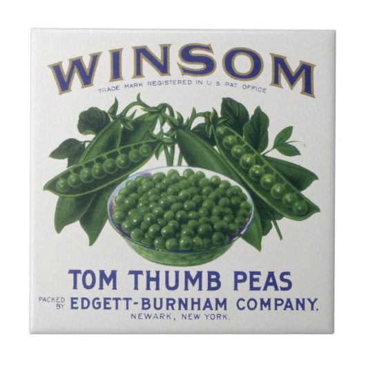 ヴィンテージ野菜缶ラベル芸術、ウインソムエンドウ タイル (正面)
