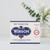 ヴィンテージ野菜缶ラベル芸術、ウインソムエンドウ ポストカード (スタンド正面)