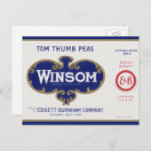 ヴィンテージ野菜缶ラベル芸術、ウインソムエンドウ ポストカード (正面/裏面)