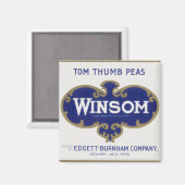 ヴィンテージ野菜缶ラベル芸術、ウインソムエンドウ マグネット (正面/裏面)