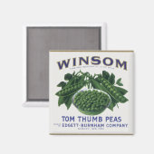 ヴィンテージ野菜缶ラベル芸術、ウインソムエンドウ マグネット (正面/裏面)