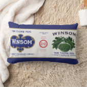 ヴィンテージ野菜缶ラベル芸術、ウインソムエンドウ ランバークッション (ブランケット)