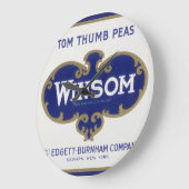 ヴィンテージ野菜缶ラベル芸術、ウインソムエンドウ ラージ壁時計 (傾斜)