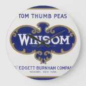 ヴィンテージ野菜缶ラベル芸術、ウインソムエンドウ ラージ壁時計 (正面)