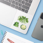 ヴィンテージ野菜 インゲン レタス カリフラワー シール (ノートパソコンとiPhone)