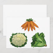ヴィンテージ野菜; キノコ、カリフラワー、レタス (正面/裏面)