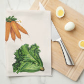 ヴィンテージ野菜; キノコ、カリフラワー、レタス キッチンタオル (四つ折り)