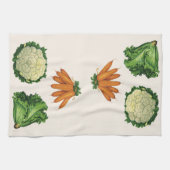 ヴィンテージ野菜; キノコ、カリフラワー、レタス キッチンタオル (横)