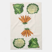 ヴィンテージ野菜; キノコ、カリフラワー、レタス キッチンタオル (縦)