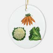 ヴィンテージ野菜; キノコ、カリフラワー、レタス セラミックオーナメント (左)