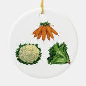 ヴィンテージ野菜; キノコ、カリフラワー、レタス セラミックオーナメント (裏面)