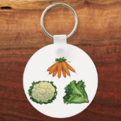 ヴィンテージ野菜；ニンジン、カリフラワー、レタス キーホルダー (正面)