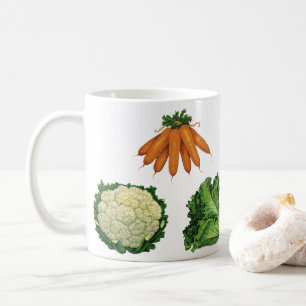 ヴィンテージ野菜; ニンジン、カリフラワー、レタス コーヒーマグカップ