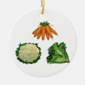 ヴィンテージ野菜;ニンジン、カリフラワー、レタス セラミックオーナメント (正面)