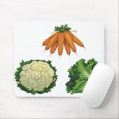 ヴィンテージ野菜；ニンジン、カリフラワー、レタス マウスパッド (マウス)