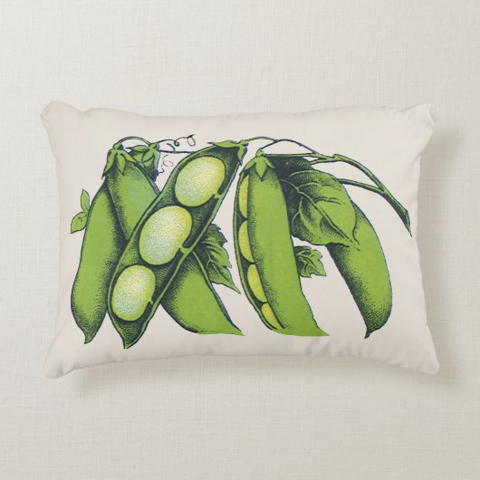 ヴィンテージ野菜；リマ豆オーガニック、農作物 アクセントクッション (正面)