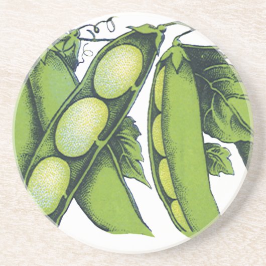 ヴィンテージ野菜;リマ豆オーガニック、農作物 コースター (正面)