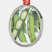 ヴィンテージ野菜;リマ豆オーガニック、農作物 メタルオーナメント (左)