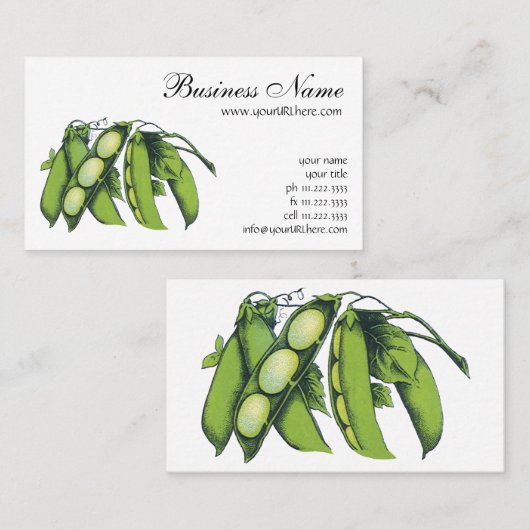 ヴィンテージ野菜;リマ豆オーガニック、農作物 名刺 (正面/裏面)