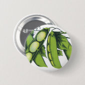 ヴィンテージ野菜;リマ豆オーガニック、農作物 缶バッジ (正面&裏面)