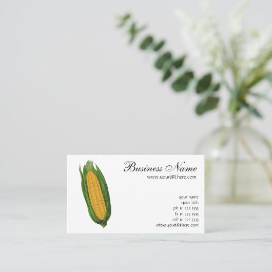 ヴィンテージ野菜；黄色トウモロコシのコブ 名刺 (スタンド正面)