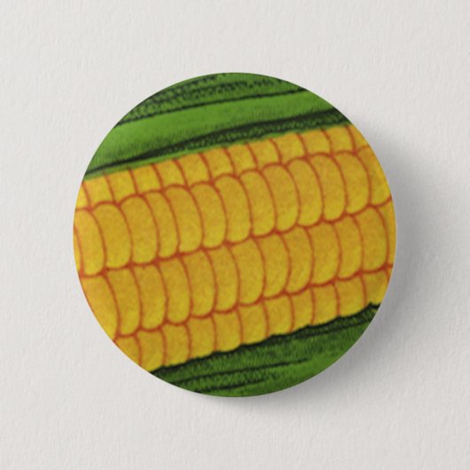 ヴィンテージ野菜;黄色トウモロコシのコブ 缶バッジ (正面)