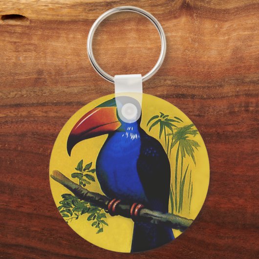 ヴィンテージ野鳥と熱帯トゥーカン キーホルダー (正面)