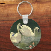 ヴィンテージ野鳥ビクトリアン白鳥 キーホルダー (正面)