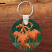 ヴィンテージ野鳥、熱帯ピンクのフラミンゴ キーホルダー (正面)