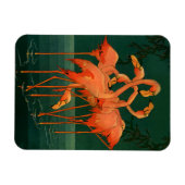 ヴィンテージ野鳥、熱帯ピンクのフラミンゴ マグネット (横)