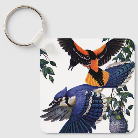 ヴィンテージ野鳥Blue Jays 飛んでいる キーホルダー (正面)